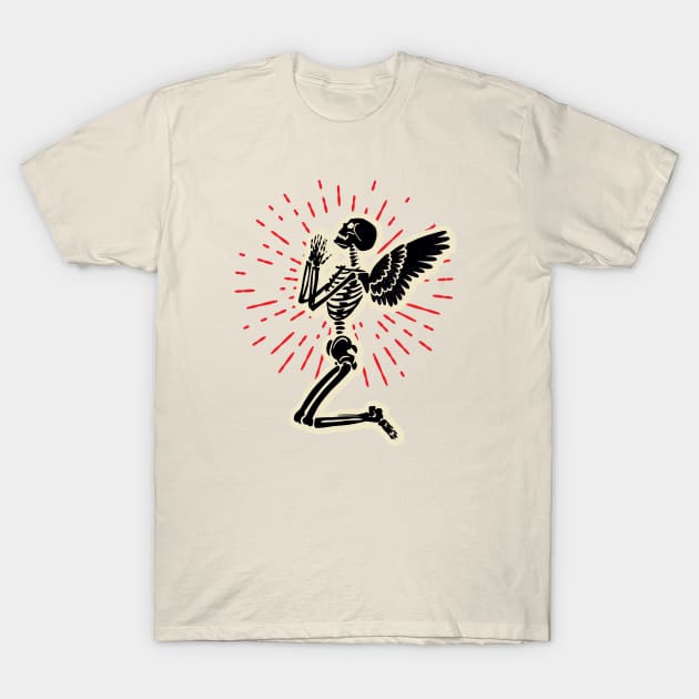 Praying Skeleton Angel T-Shirt by Benser Creative